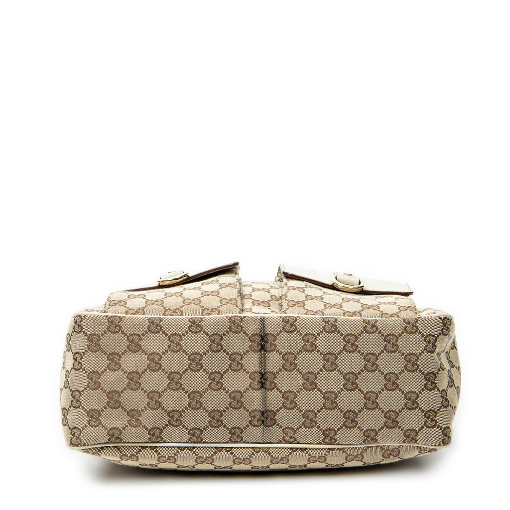 Shoulder Bag Medium Abbey Pocket Hobo Beige Monogrammed Canvas