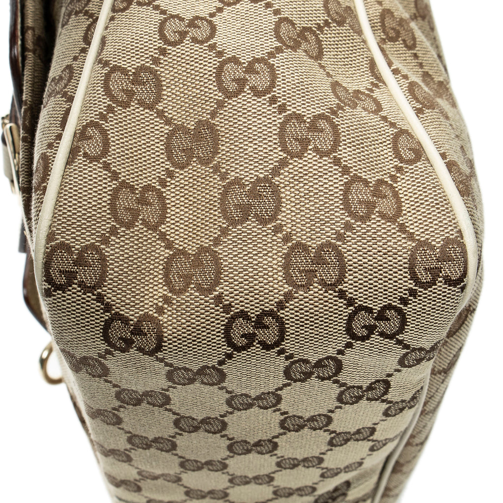 Shoulder Bag Medium Abbey Pocket Hobo Beige Monogrammed Canvas