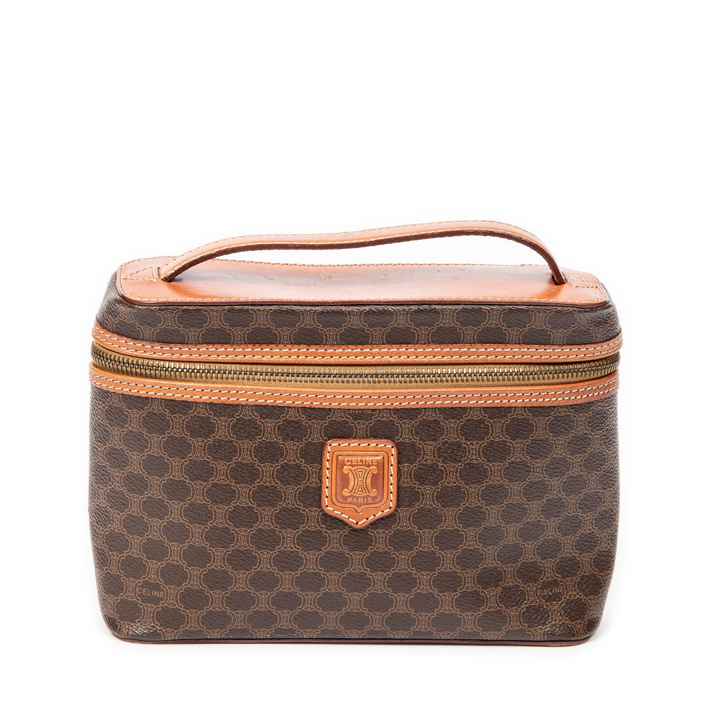 Pouch Top Handle Toiletry Pouch Brown Macadam Coated Canvas