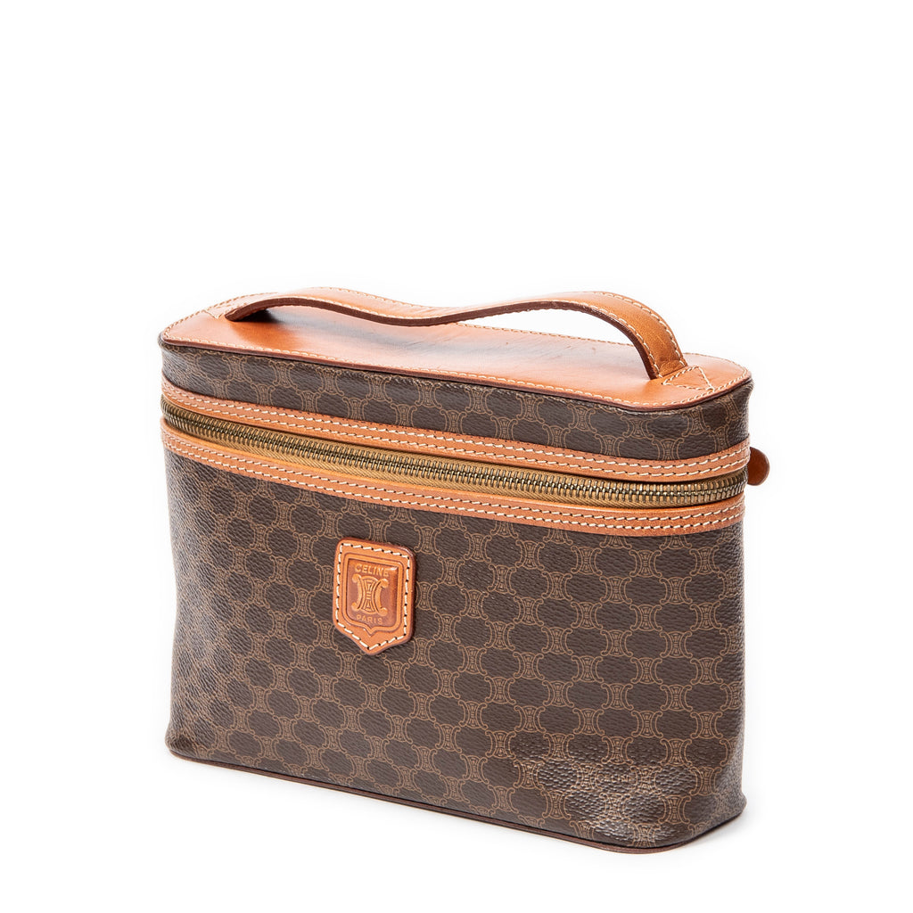 Pouch Top Handle Toiletry Pouch Brown Macadam Coated Canvas