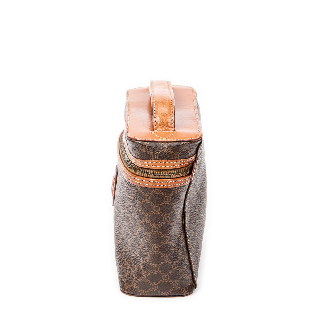 Pouch Top Handle Toiletry Pouch Brown Macadam Coated Canvas