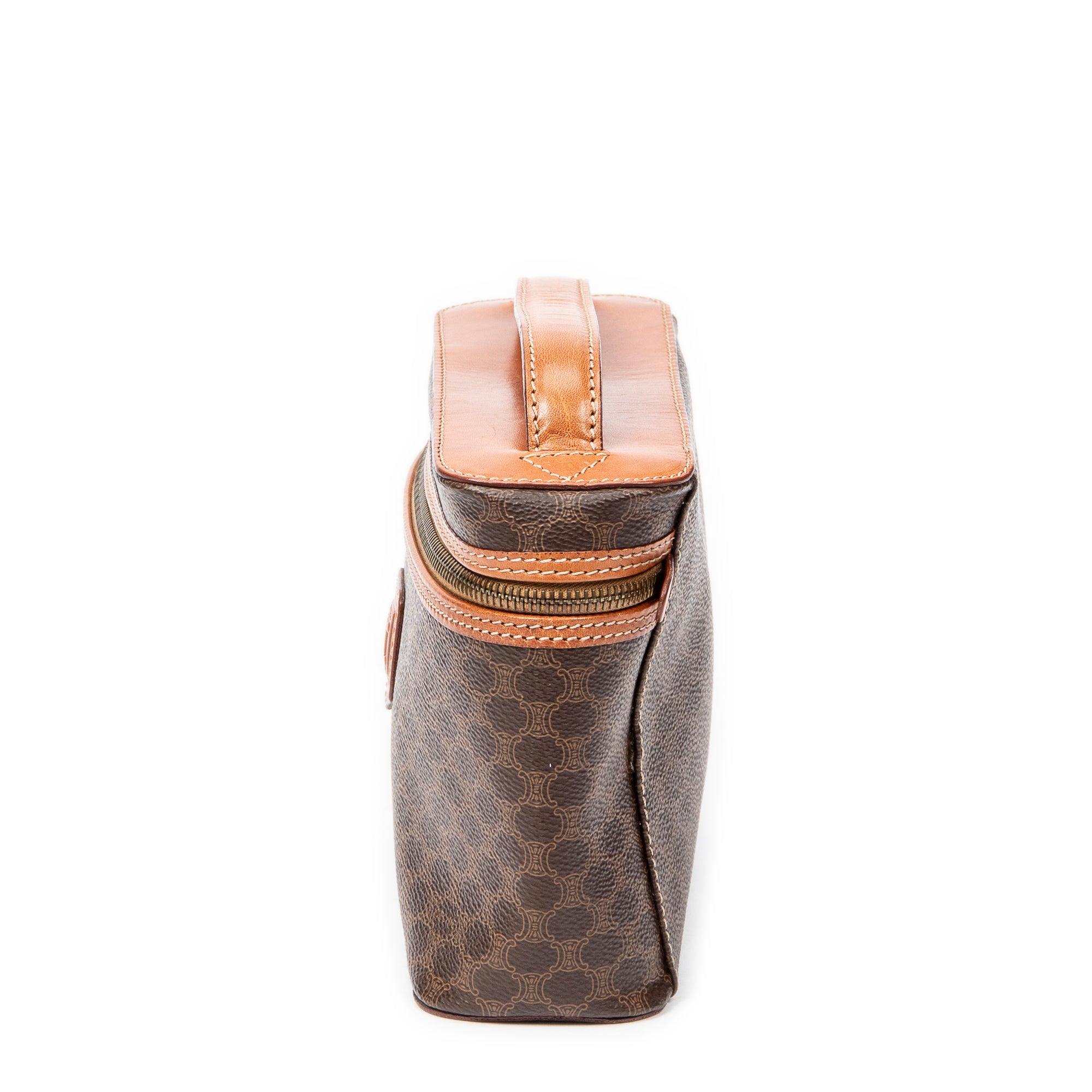 Pouch Top Handle Toiletry Pouch Brown Macadam Coated Canvas