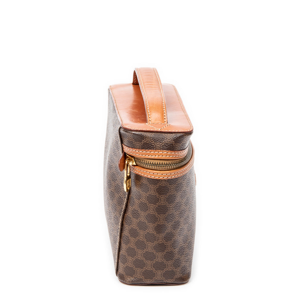 Pouch Top Handle Toiletry Pouch Brown Macadam Coated Canvas