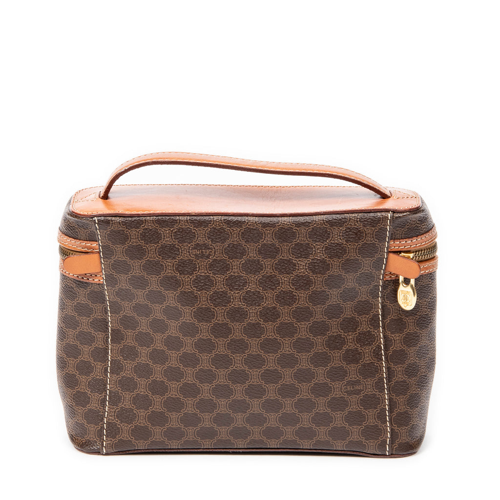 Pouch Top Handle Toiletry Pouch Brown Macadam Coated Canvas