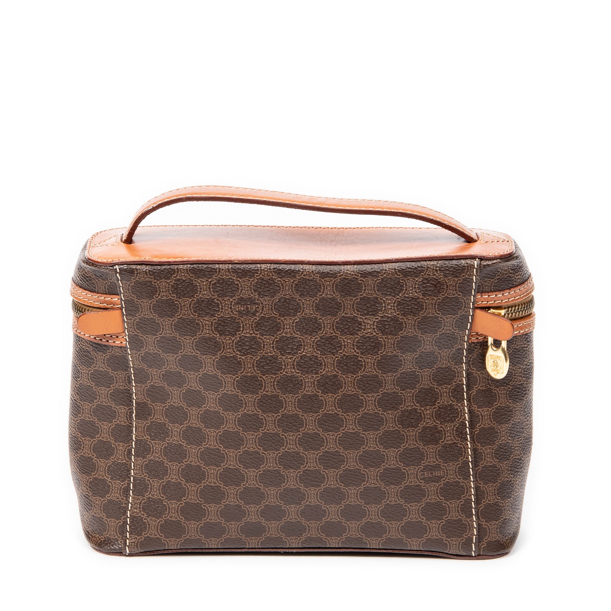 Pouch Top Handle Toiletry Pouch Brown Macadam Coated Canvas