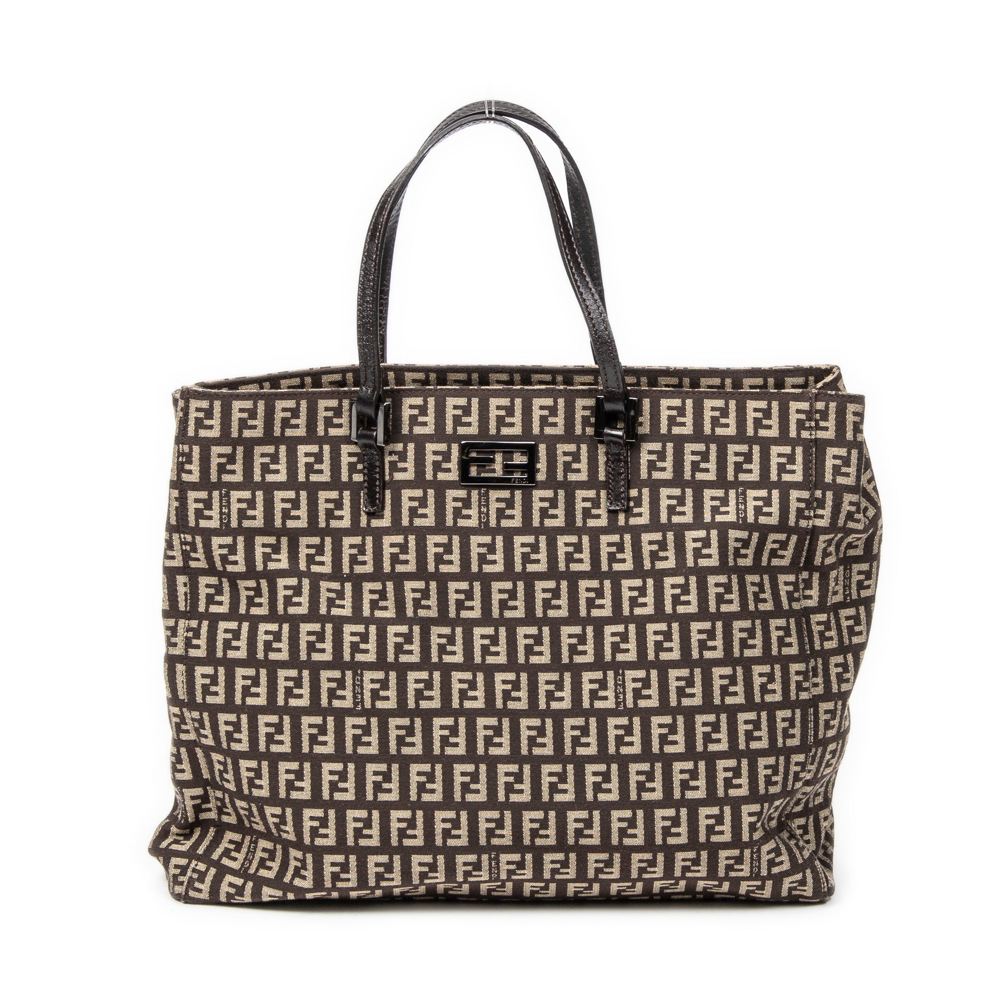 Shoulder Bag Small Square Shopping Tote Brown Zucchino Canvas