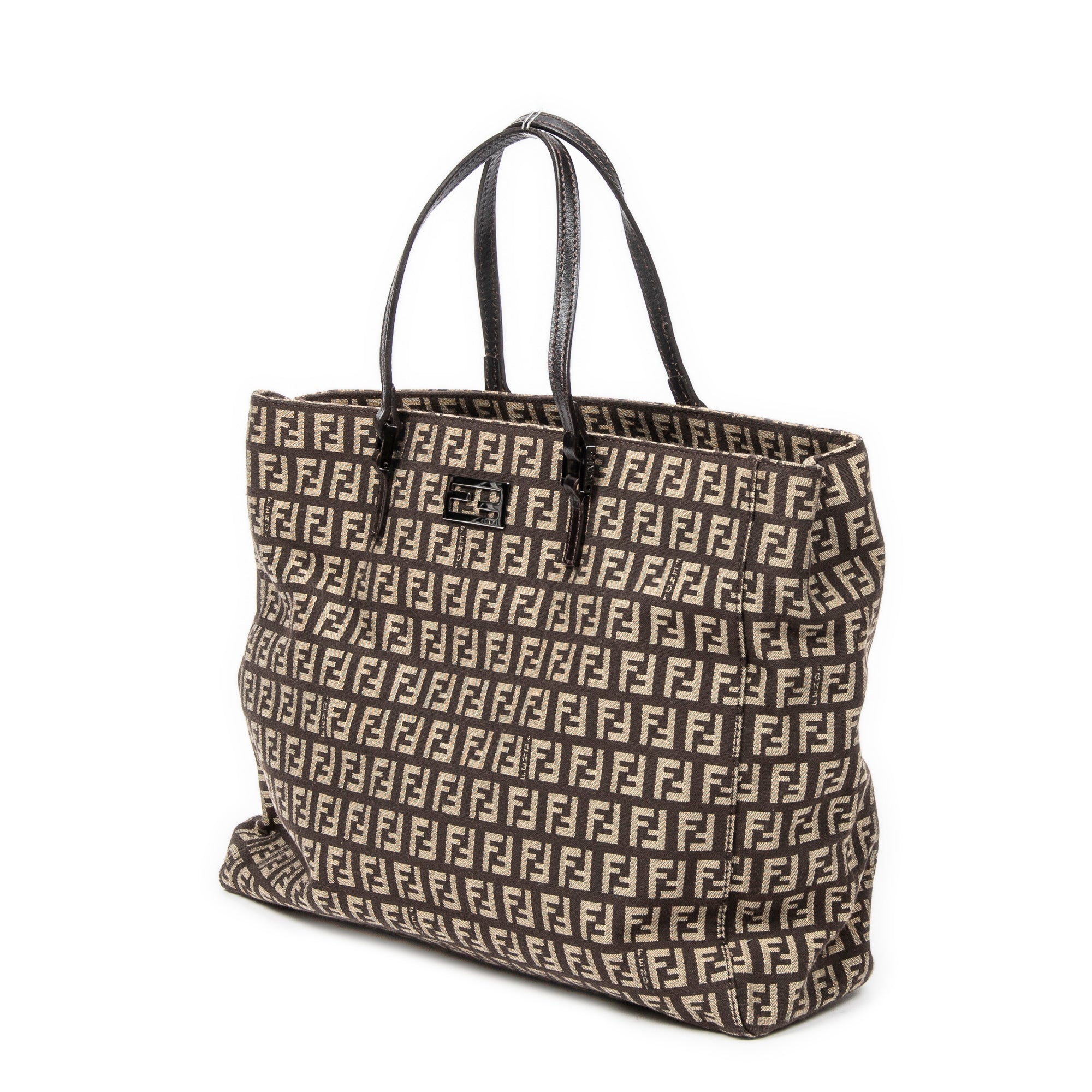 Shoulder Bag Small Square Shopping Tote Brown Zucchino Canvas
