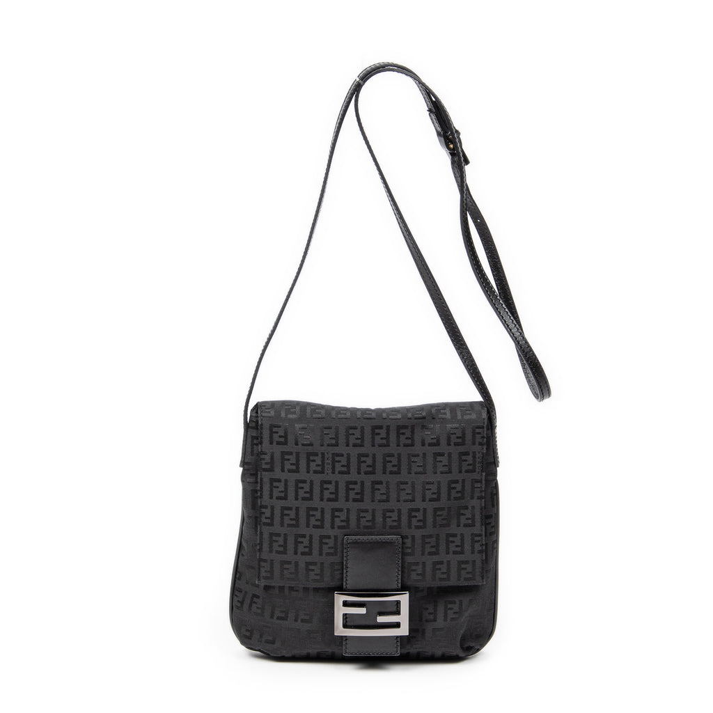 Shoulder Bag Small Flap Crossbody Black Zucchino Canvas
