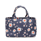 Handbag Small Printed  Open Tote Blue Floral Printed Canvas
