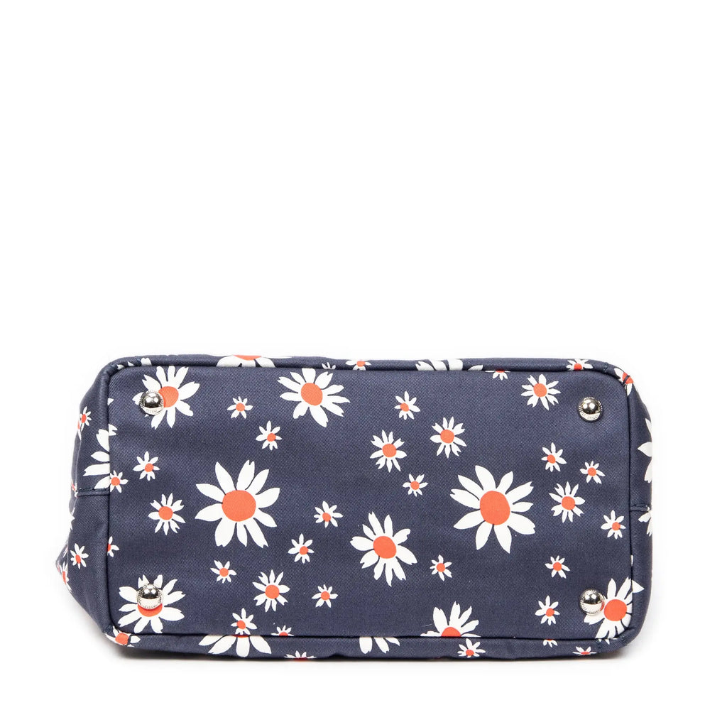 Handbag Small Printed  Open Tote Blue Floral Printed Canvas