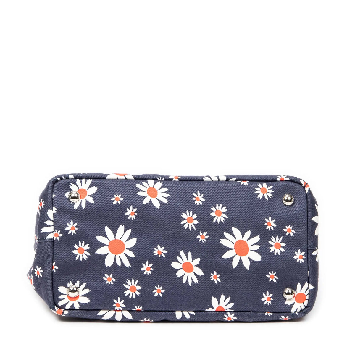 Handbag Small Printed  Open Tote Blue Floral Printed Canvas