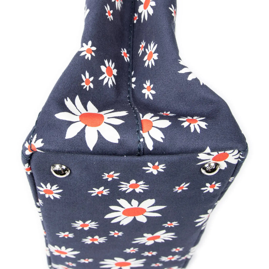 Handbag Small Printed  Open Tote Blue Floral Printed Canvas