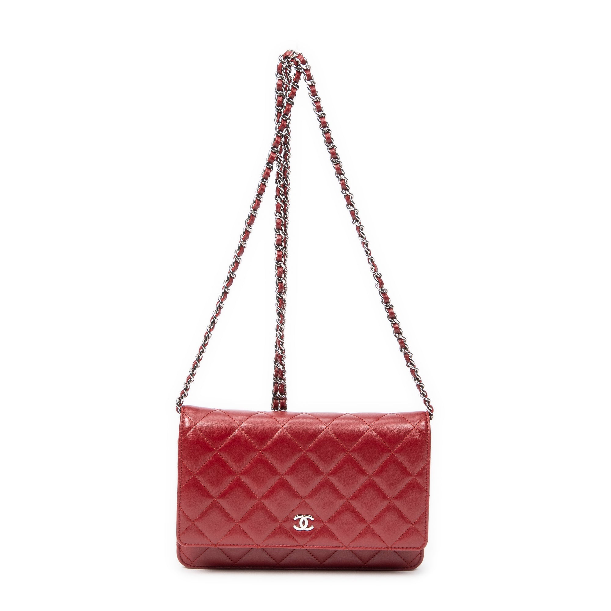 Shoulder Bag Classic Wallet on Chain Red Quilted Lambskin Leather