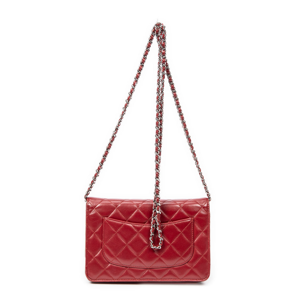 Shoulder Bag Classic Wallet on Chain Red Quilted Lambskin Leather