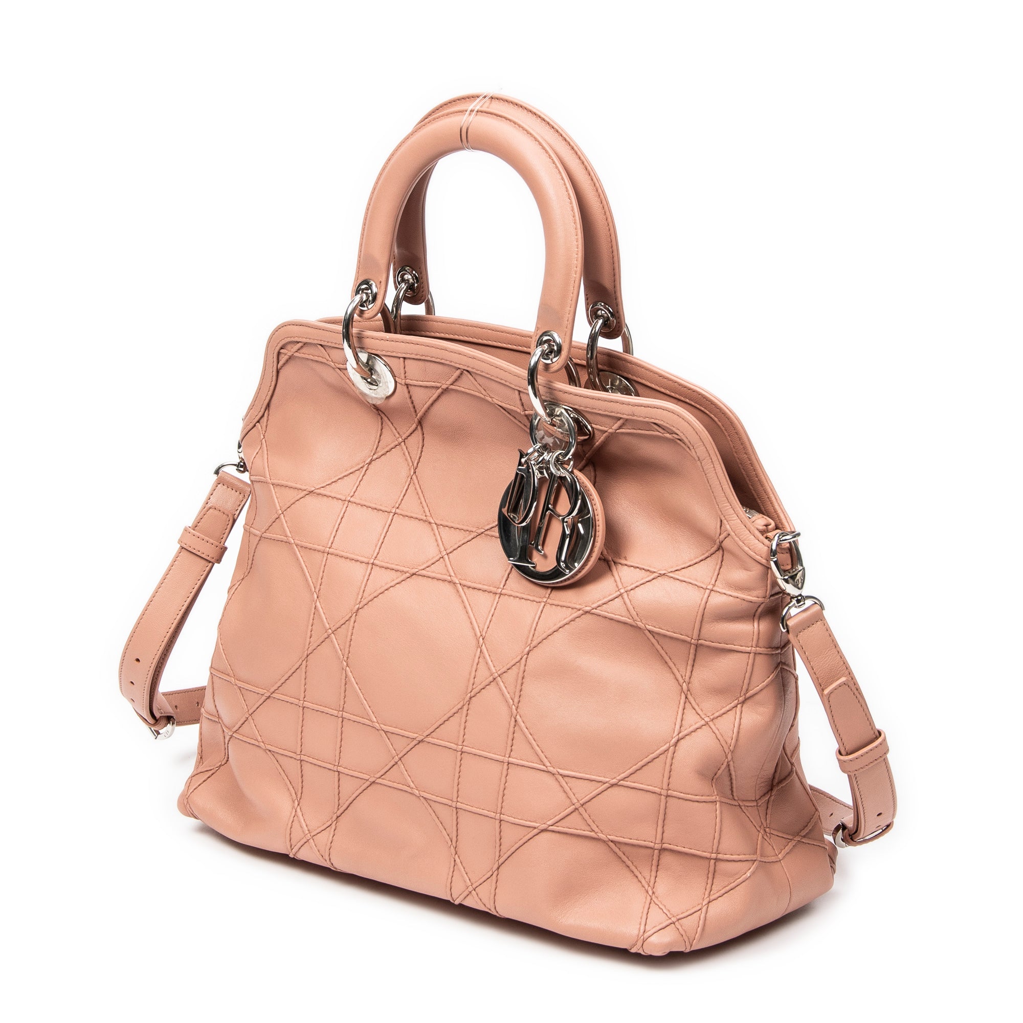 Shoulder Bag Medium Granville Tote Light Pink Cannage Quilted Leather