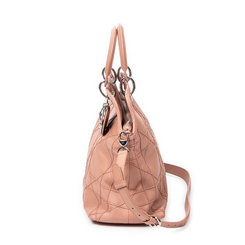 Shoulder Bag Medium Granville Tote Light Pink Cannage Quilted Leather