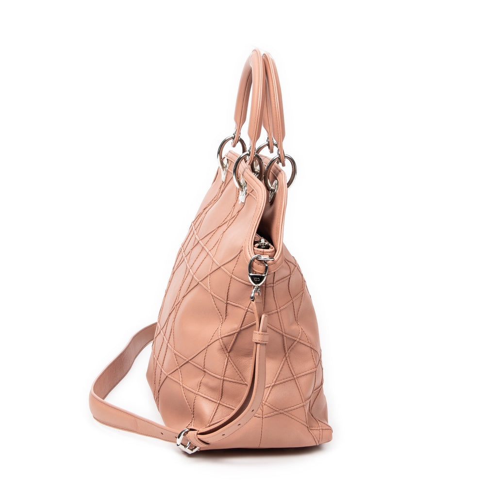 Shoulder Bag Medium Granville Tote Light Pink Cannage Quilted Leather