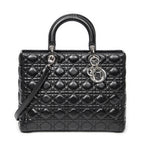 Shoulder Bag Large Lady Dior Zip Black Cannage Lambskin Leather