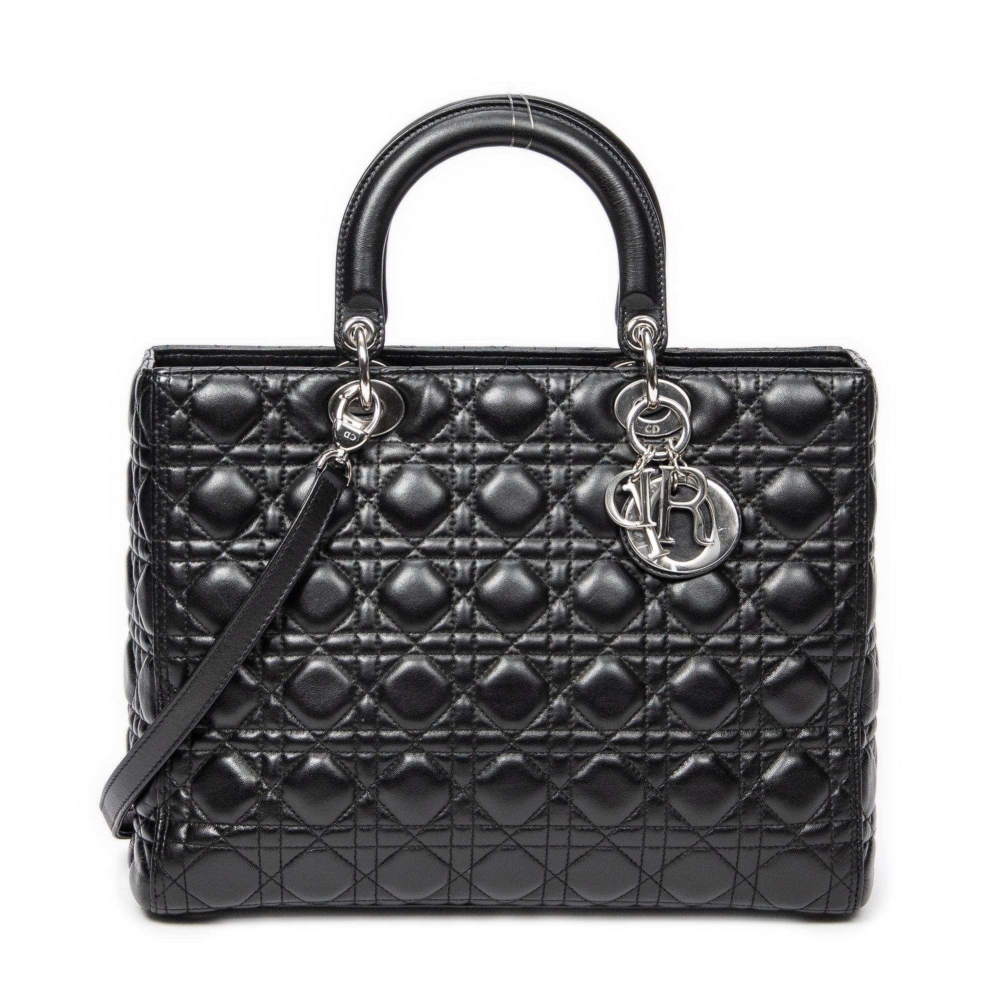 Shoulder Bag Large Lady Dior Zip Black Cannage Lambskin Leather