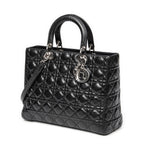 Shoulder Bag Large Lady Dior Zip Black Cannage Lambskin Leather