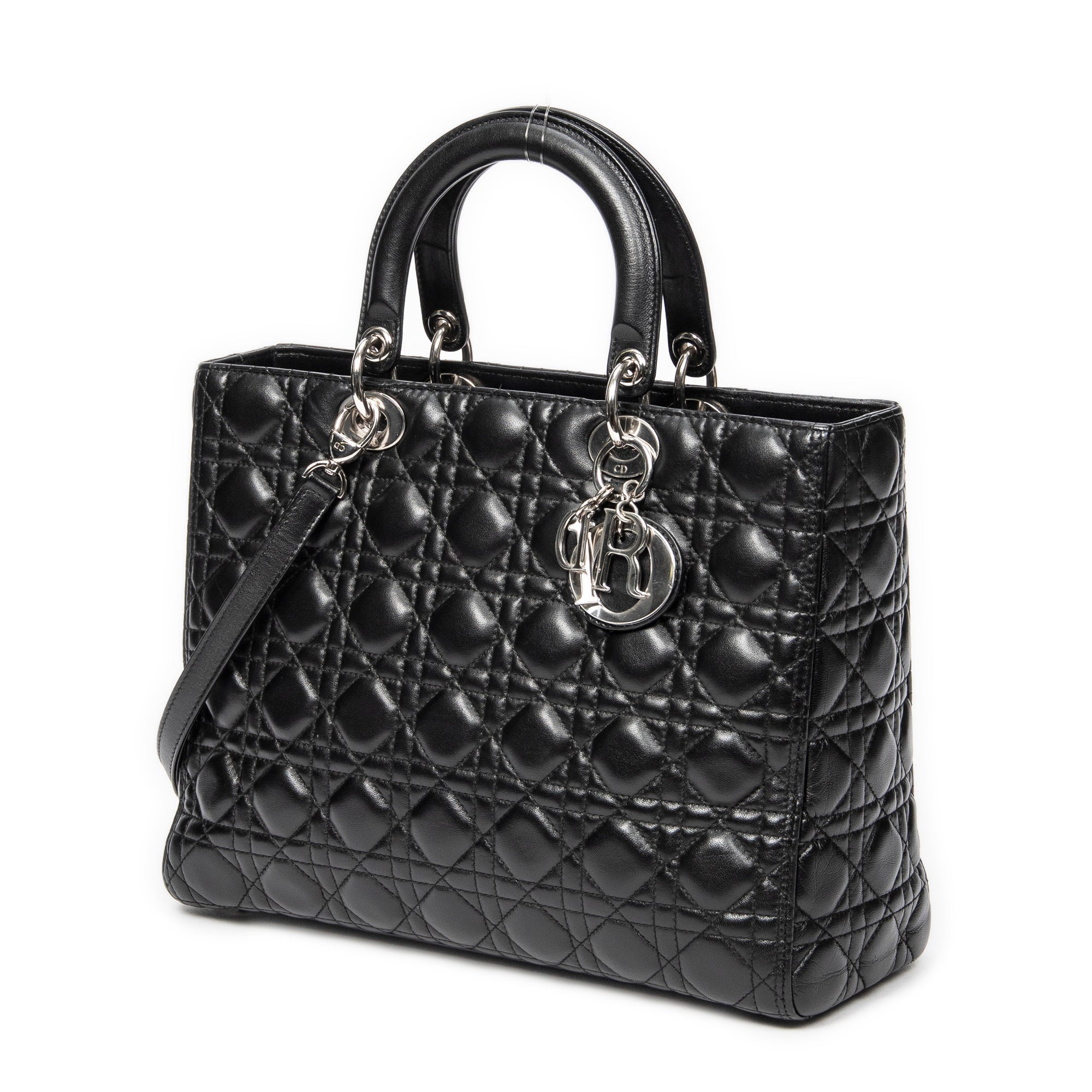 Shoulder Bag Large Lady Dior Zip Black Cannage Lambskin Leather