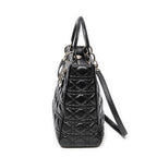 Shoulder Bag Large Lady Dior Zip Black Cannage Lambskin Leather