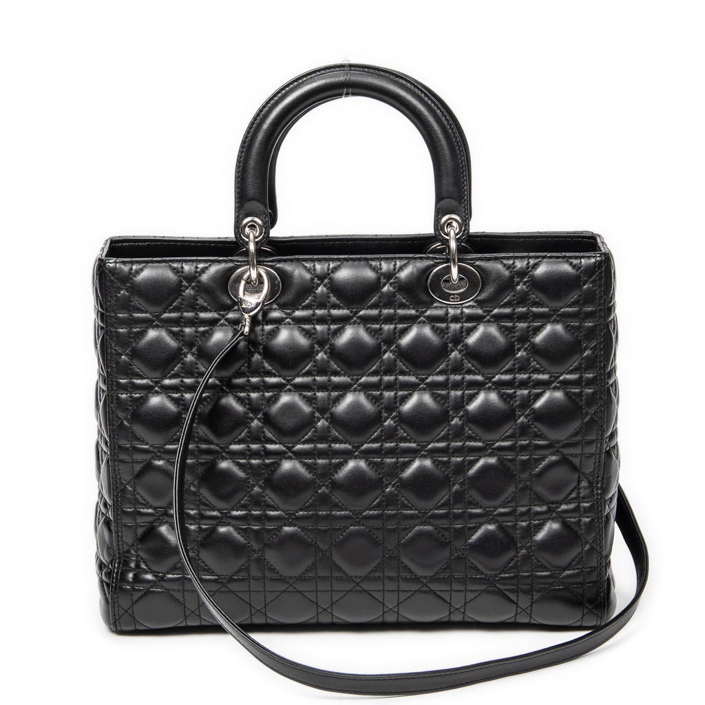Shoulder Bag Large Lady Dior Zip Black Cannage Lambskin Leather