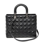 Shoulder Bag Large Lady Dior Zip Black Cannage Lambskin Leather