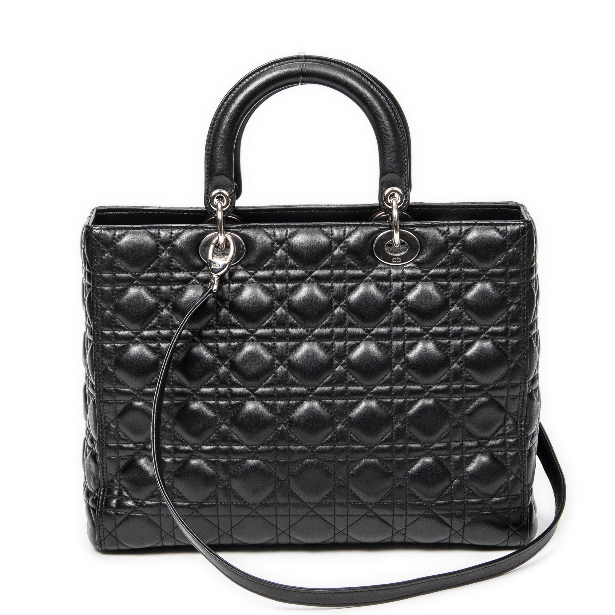 Shoulder Bag Large Lady Dior Zip Black Cannage Lambskin Leather