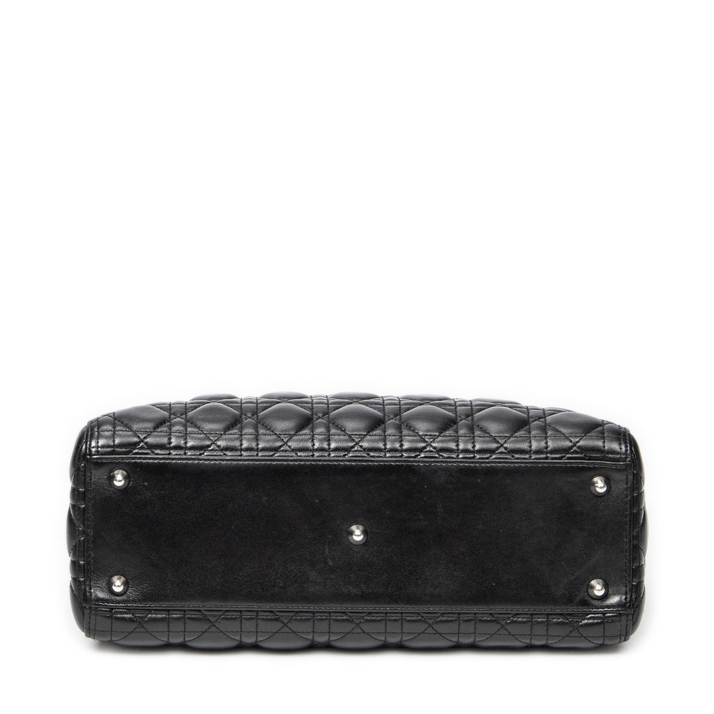 Shoulder Bag Large Lady Dior Zip Black Cannage Lambskin Leather