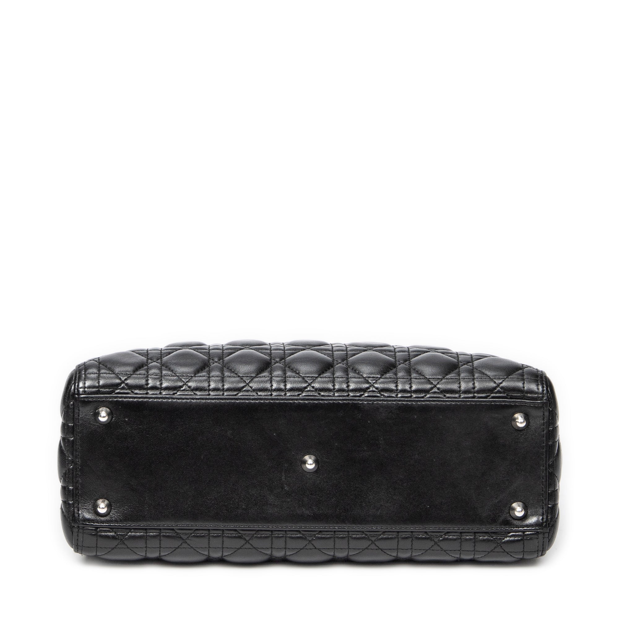 Shoulder Bag Large Lady Dior Zip Black Cannage Lambskin Leather