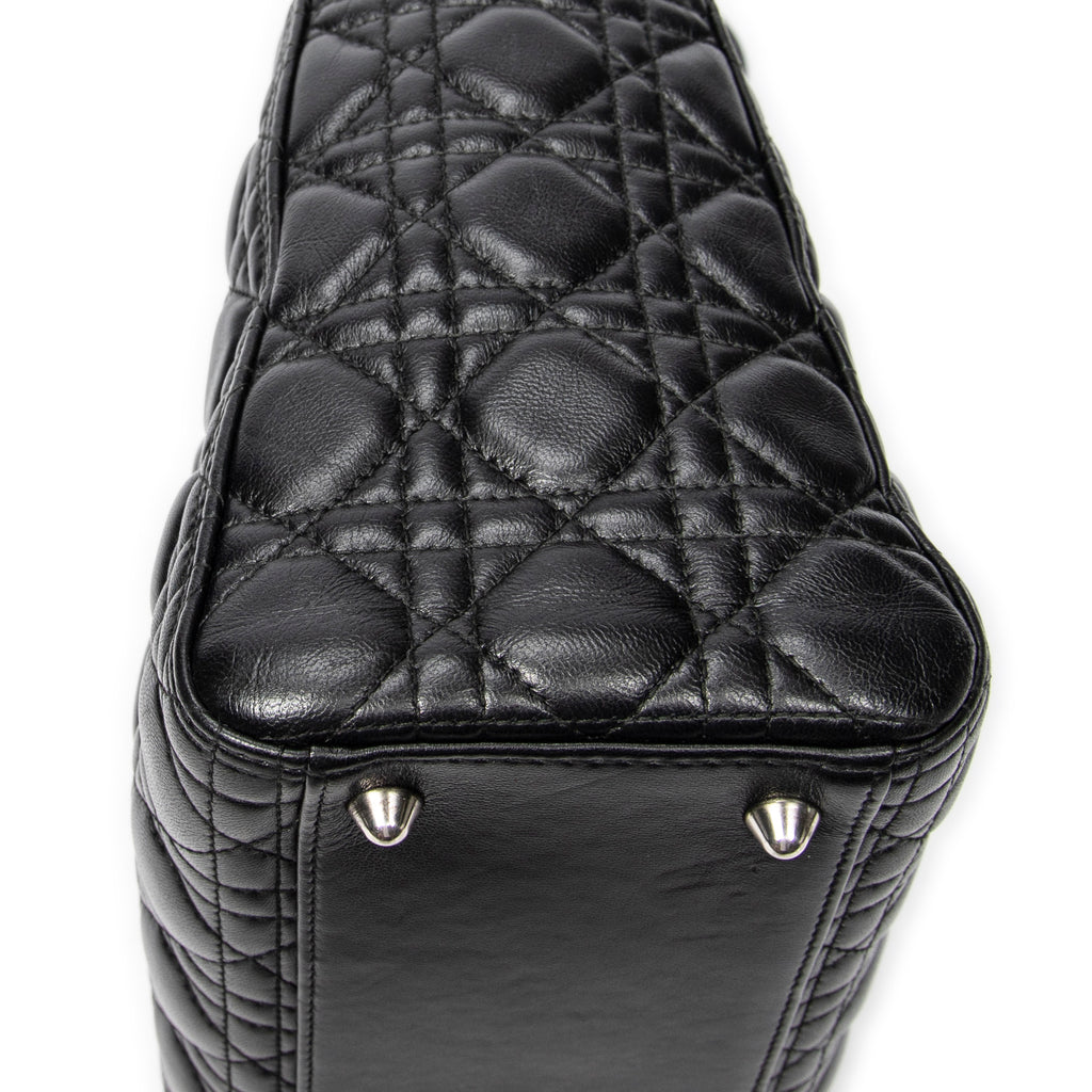 Shoulder Bag Large Lady Dior Zip Black Cannage Lambskin Leather