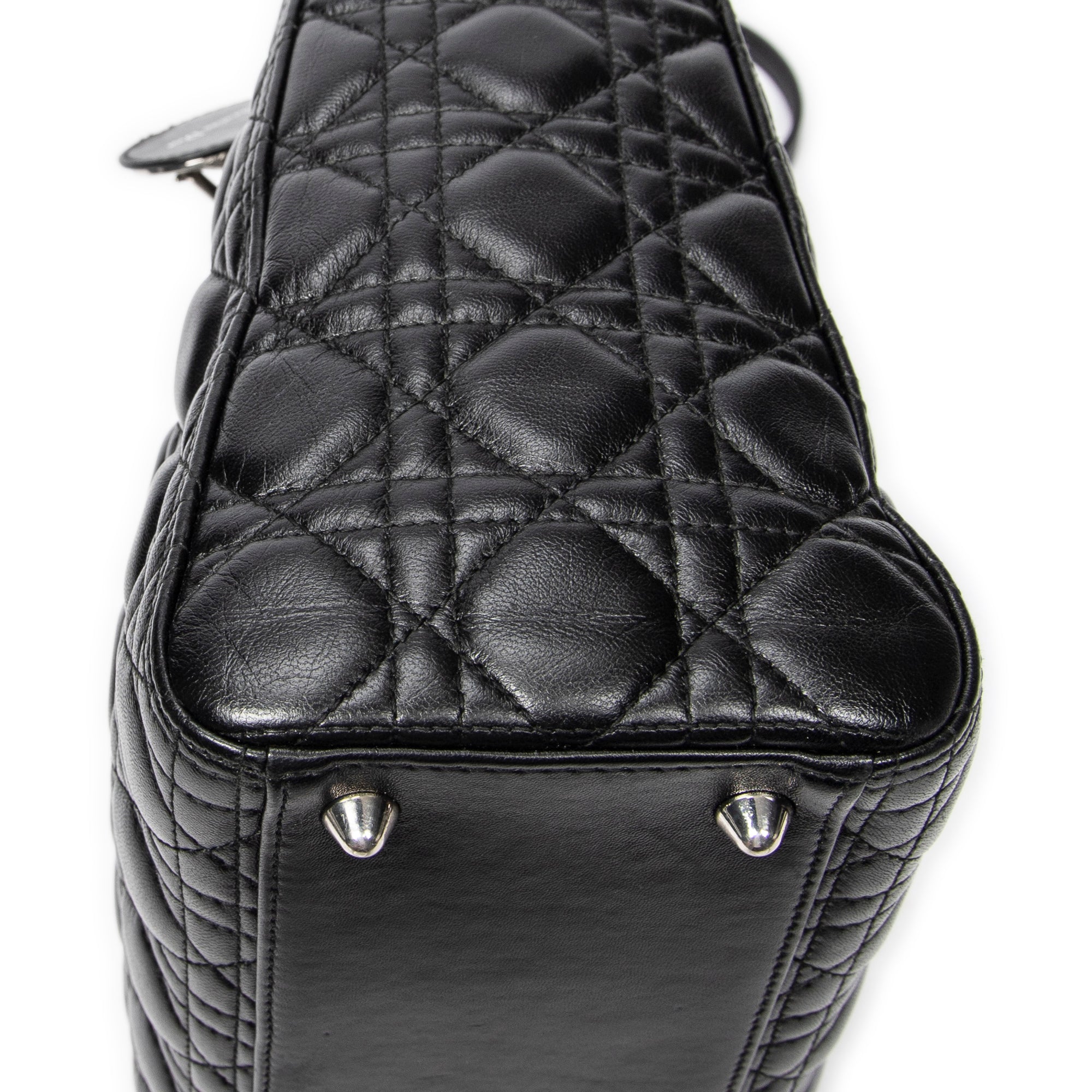 Shoulder Bag Large Lady Dior Zip Black Cannage Lambskin Leather