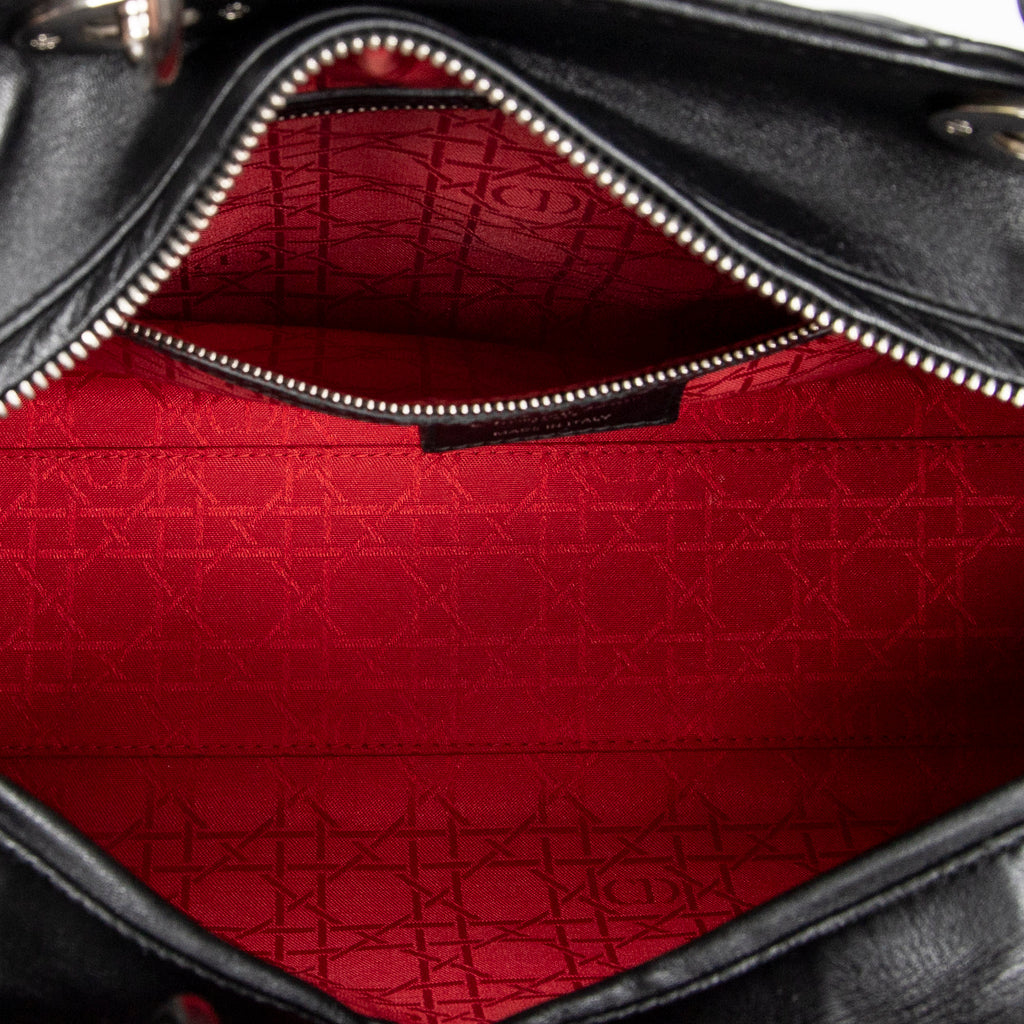 Shoulder Bag Large Lady Dior Zip Black Cannage Lambskin Leather