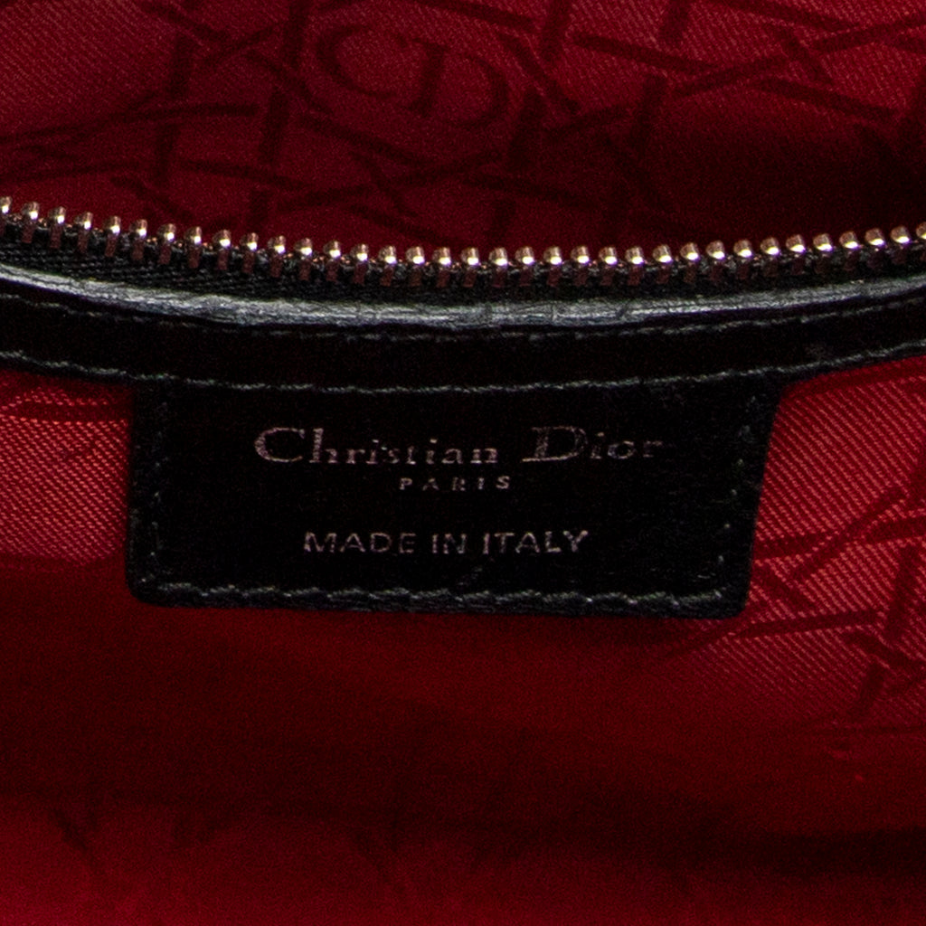 Shoulder Bag Large Lady Dior Zip Black Cannage Lambskin Leather