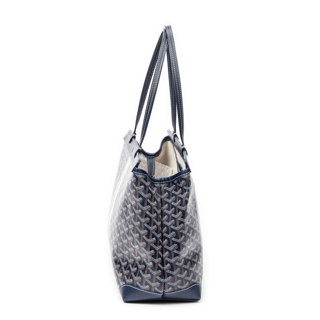 Bolso de hombro Bellechasse Biaude PM Lona revestida Goyardine azul marino