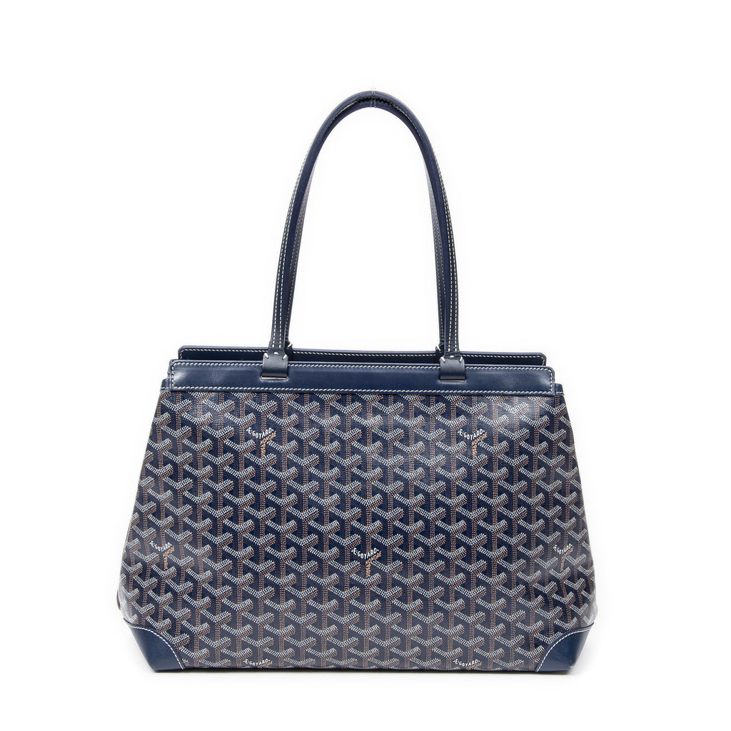 Bolso de hombro Bellechasse Biaude PM Lona revestida Goyardine azul marino
