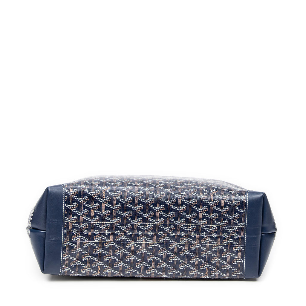 Bolso de hombro Bellechasse Biaude PM Lona revestida Goyardine azul marino