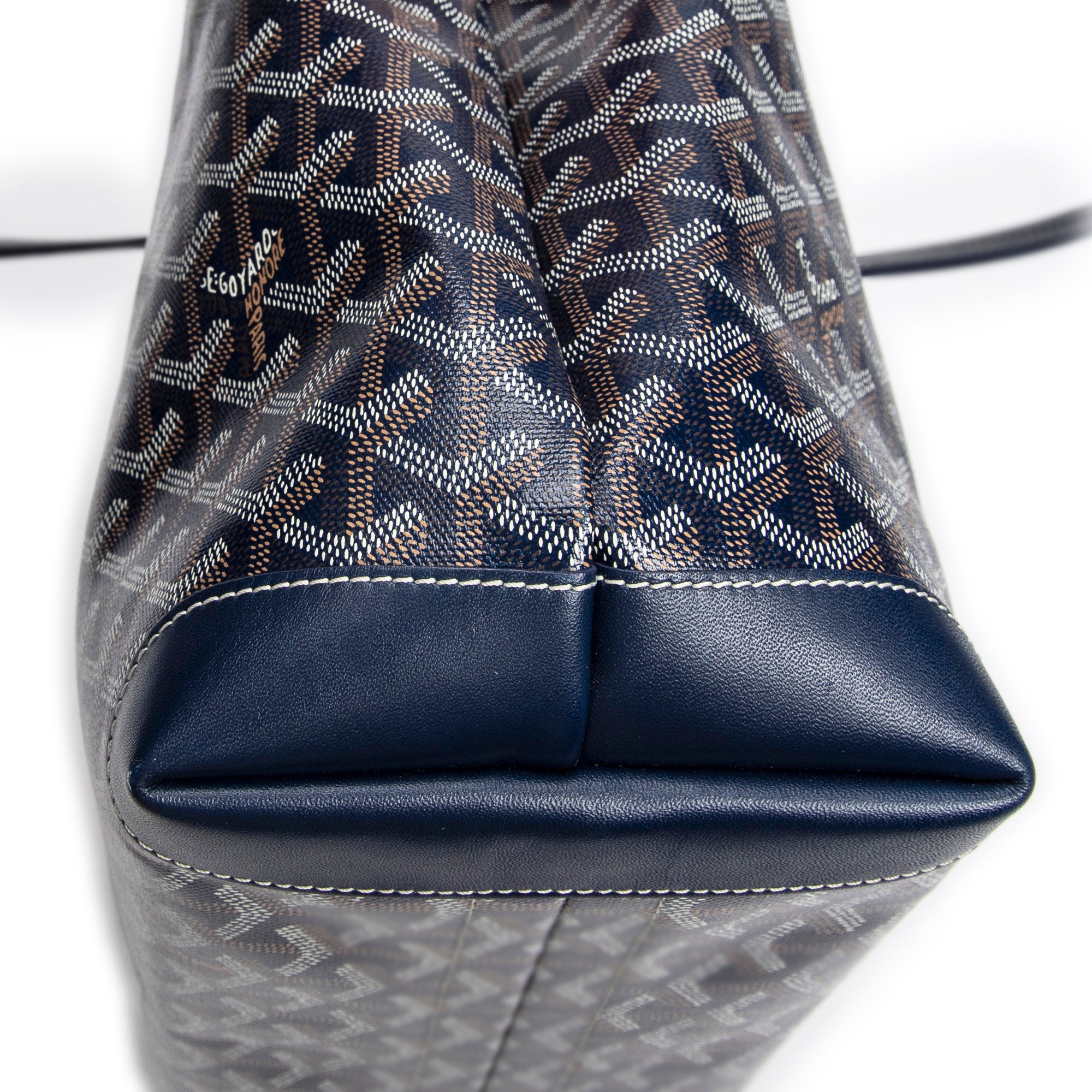 Bolso de hombro Bellechasse Biaude PM Lona revestida Goyardine azul marino