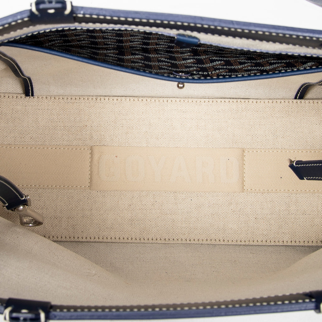 Bolso de hombro Bellechasse Biaude PM Lona revestida Goyardine azul marino