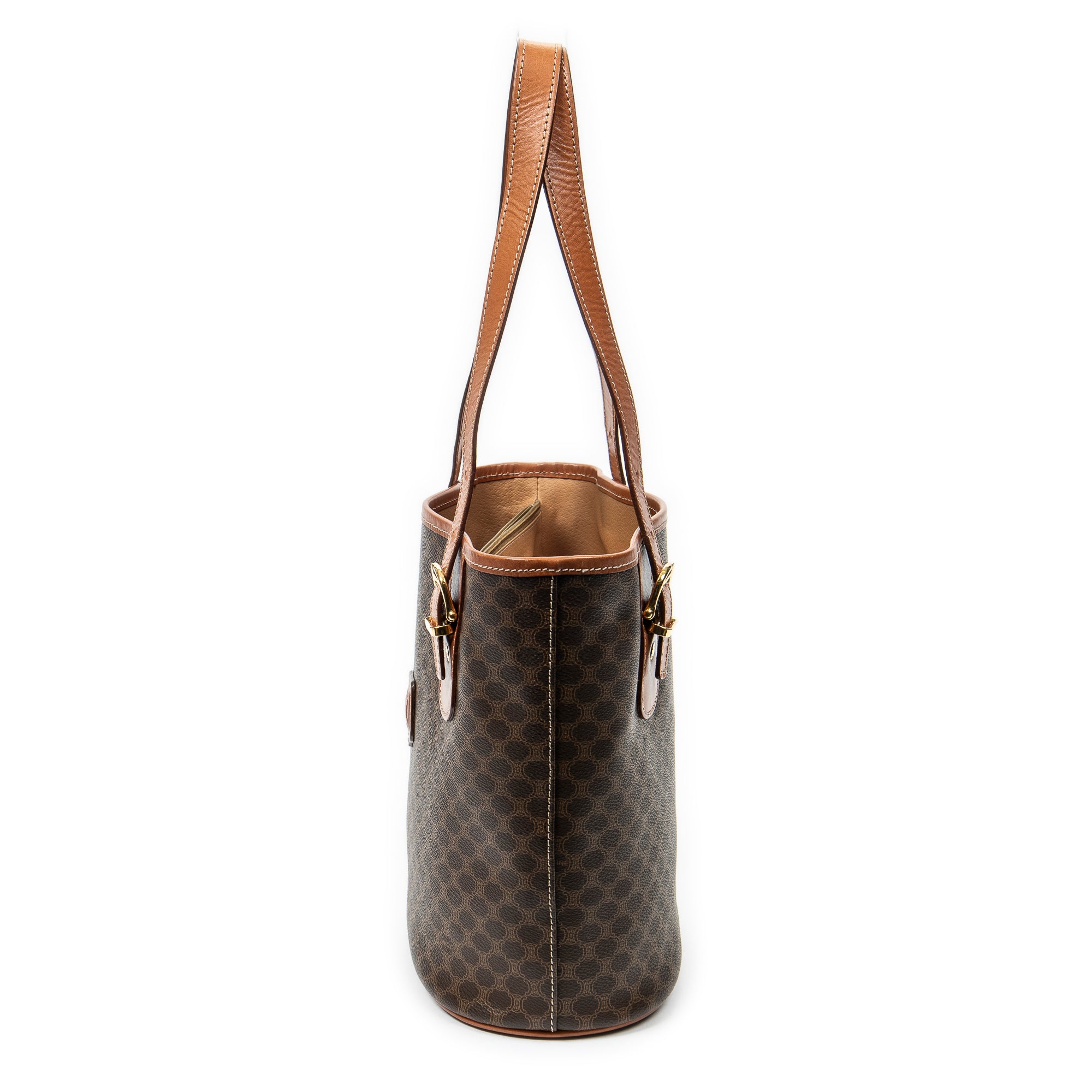 Handbag Vintage Bucket Tote Brown Macadam Coated Canvas