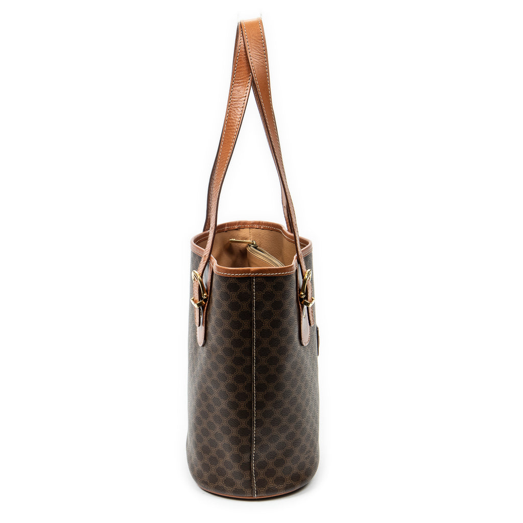 Handbag Vintage Bucket Tote Brown Macadam Coated Canvas