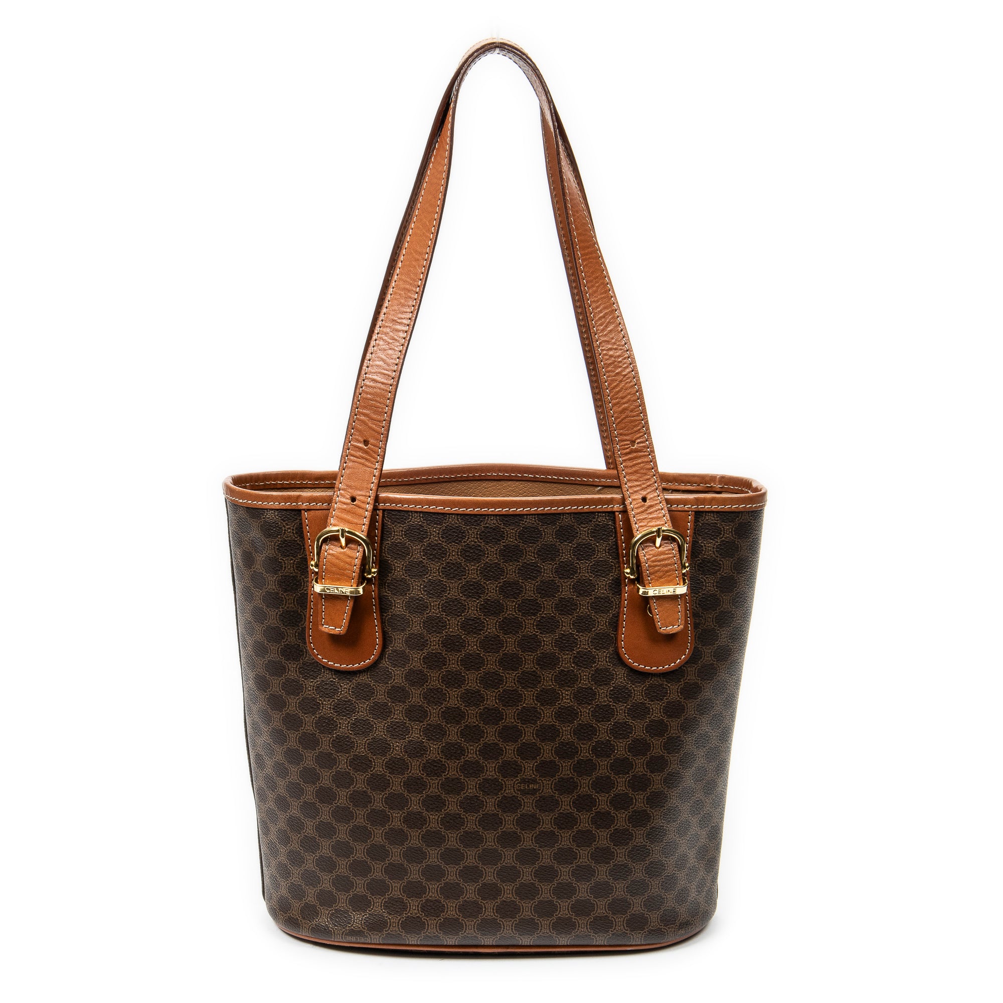 Handbag Vintage Bucket Tote Brown Macadam Coated Canvas