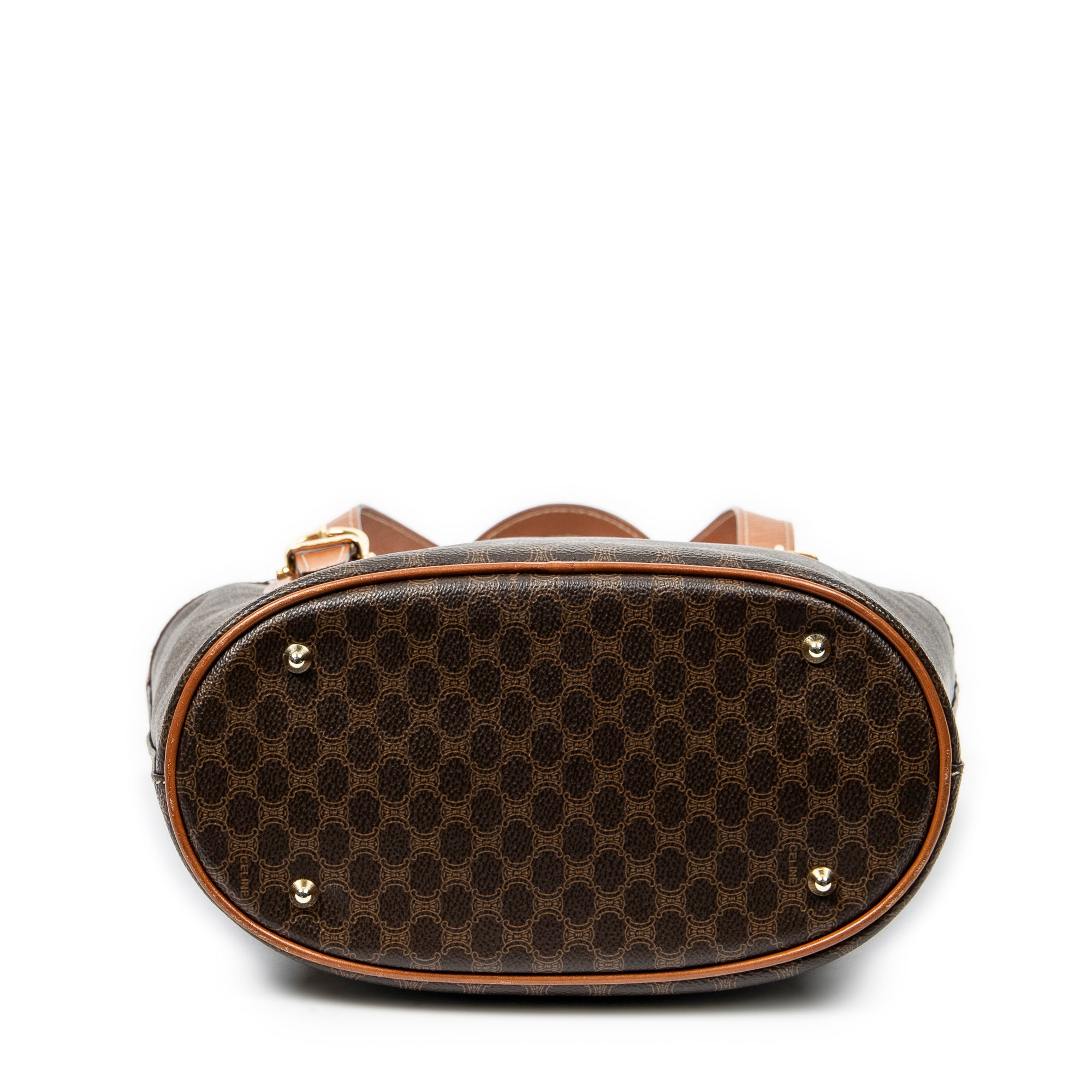 Handbag Vintage Bucket Tote Brown Macadam Coated Canvas