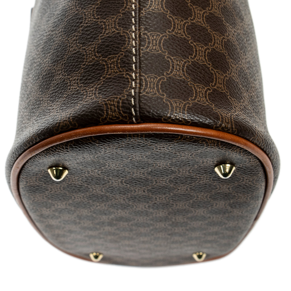 Handbag Vintage Bucket Tote Brown Macadam Coated Canvas