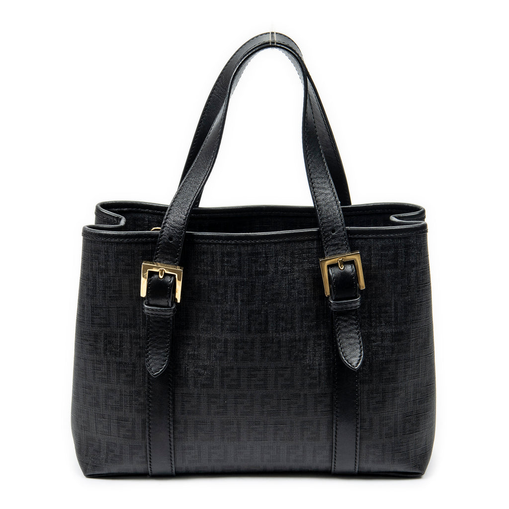 Shoulder Bag Square Open Tote Black Zucchino Spalmati Coated Canvas