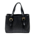 Shoulder Bag Square Open Tote Black Zucchino Spalmati Coated Canvas