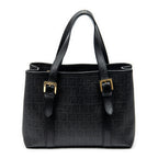 Shoulder Bag Square Open Tote Black Zucchino Spalmati Coated Canvas