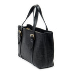 Shoulder Bag Square Open Tote Black Zucchino Spalmati Coated Canvas