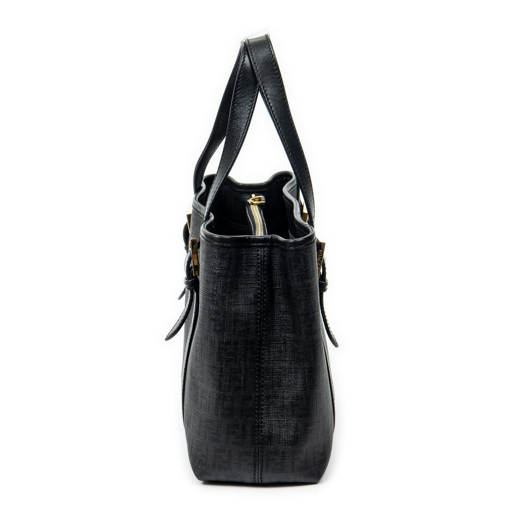 Shoulder Bag Square Open Tote Black Zucchino Spalmati Coated Canvas